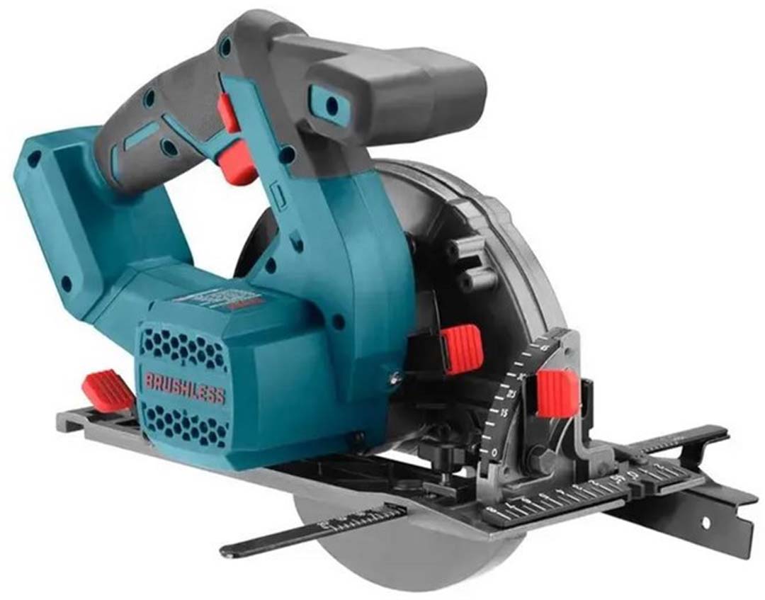 20V Brushless Circular Saw 165mm No load speed 5000RPM speed: 5000 rpm Blade size: 165x20x1.6mm Max. cut@ 0°: 57mm Max. cut@ 45°: 41mm Max. cut@ 50°: 37mm Bore Diameter: 20mm No battery no charger