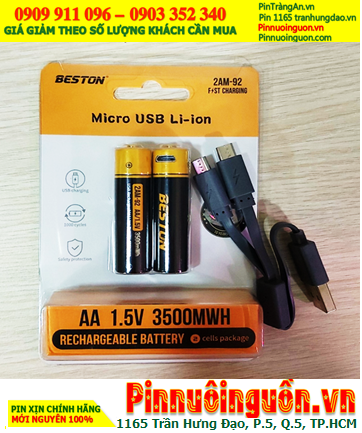 Beston 1.5V Rechargeable Constant Voltage Lithium Battery  AA (HR6) ,2000mAh(3500mWh) (Charging by Micro USB) (2/Pack)