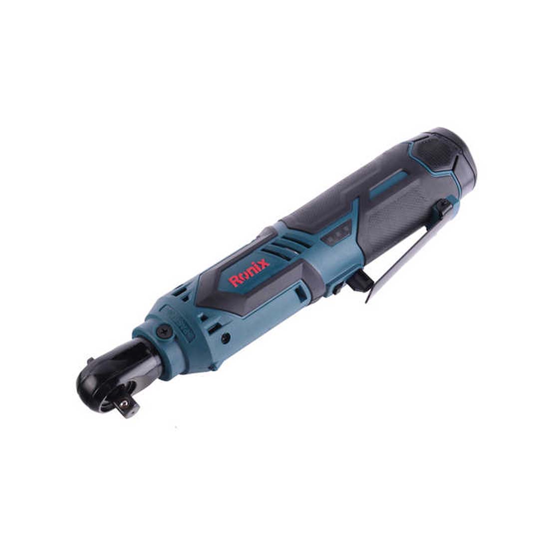 12V Cordless Ratchet Wrench Kit NO-load speed :230rpm Peak torque:55N.m Drive 3/8" Square Power display 1pc 3/8" to 1/2" adapter 7pcs socket accessories： 10/11/12/13/14/15/17mm 1pc 2000mAh battery Fast charger without base 7pcs Accessories + 1PCS Adapter