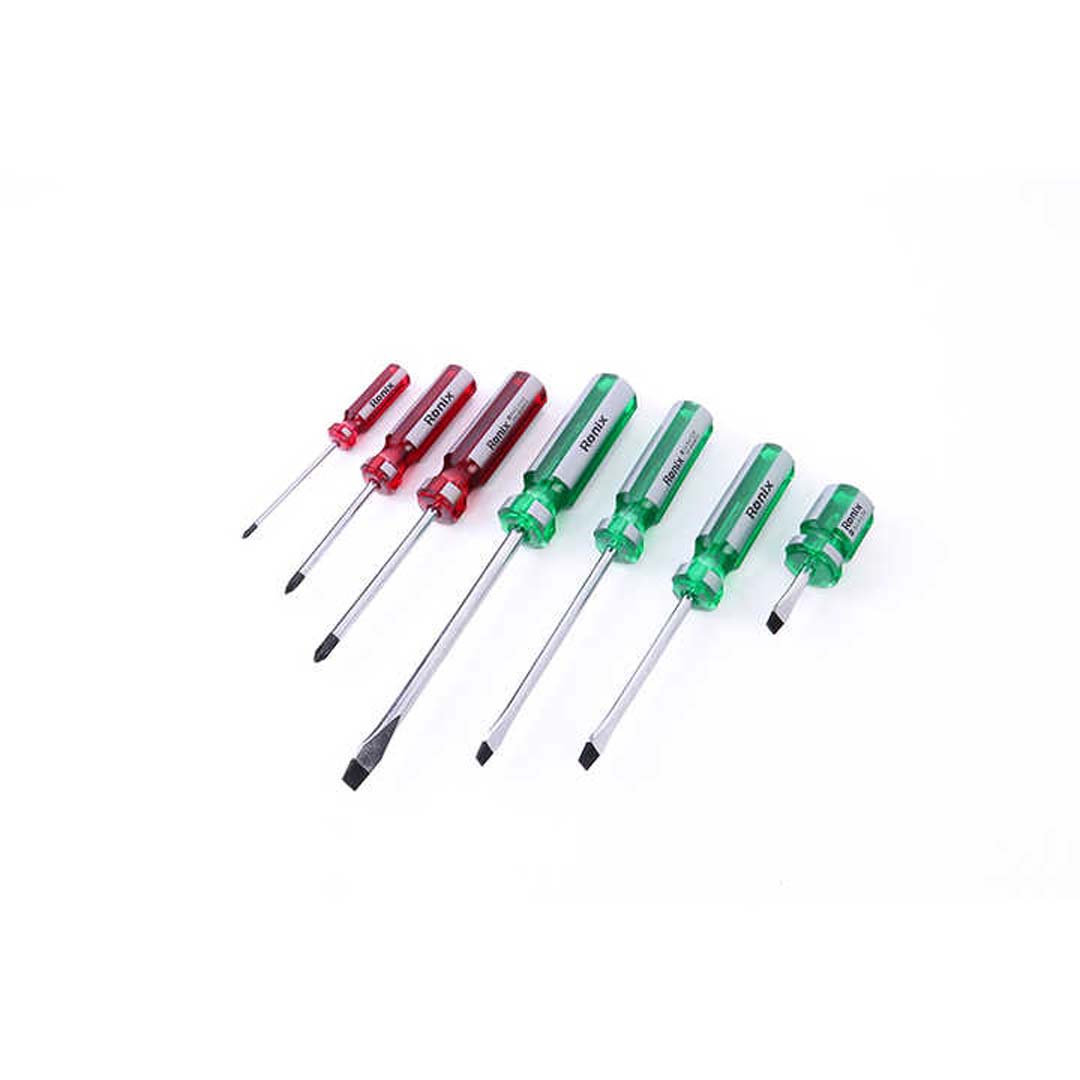 Screwdriver Set 7Pcs Magnetic Cr-V Slot: 6x38 - 6x100- 6x125 - 8x150 Philips: 0x75- 1x75- 2x100