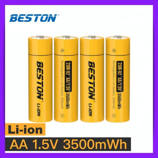 Beston 1.5V Rechargeable Constant Voltage Lithium Battery  AA (HR6) ,2000mAh(3500mWh) (4/Pack)