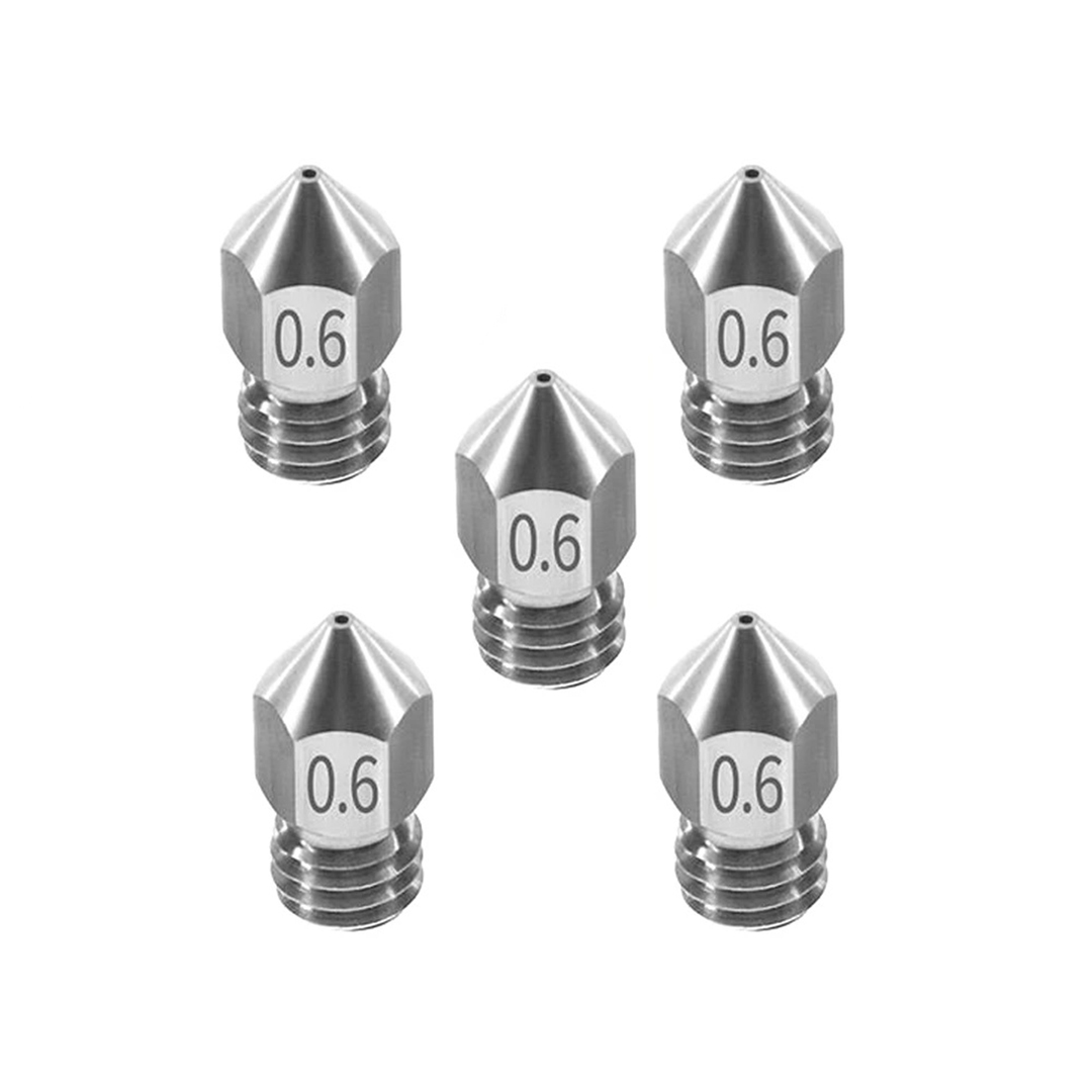 0.6 mm MK8 Strainless Steel Nozzle (1.75mm)(MK8 & CR10) (5pcs)