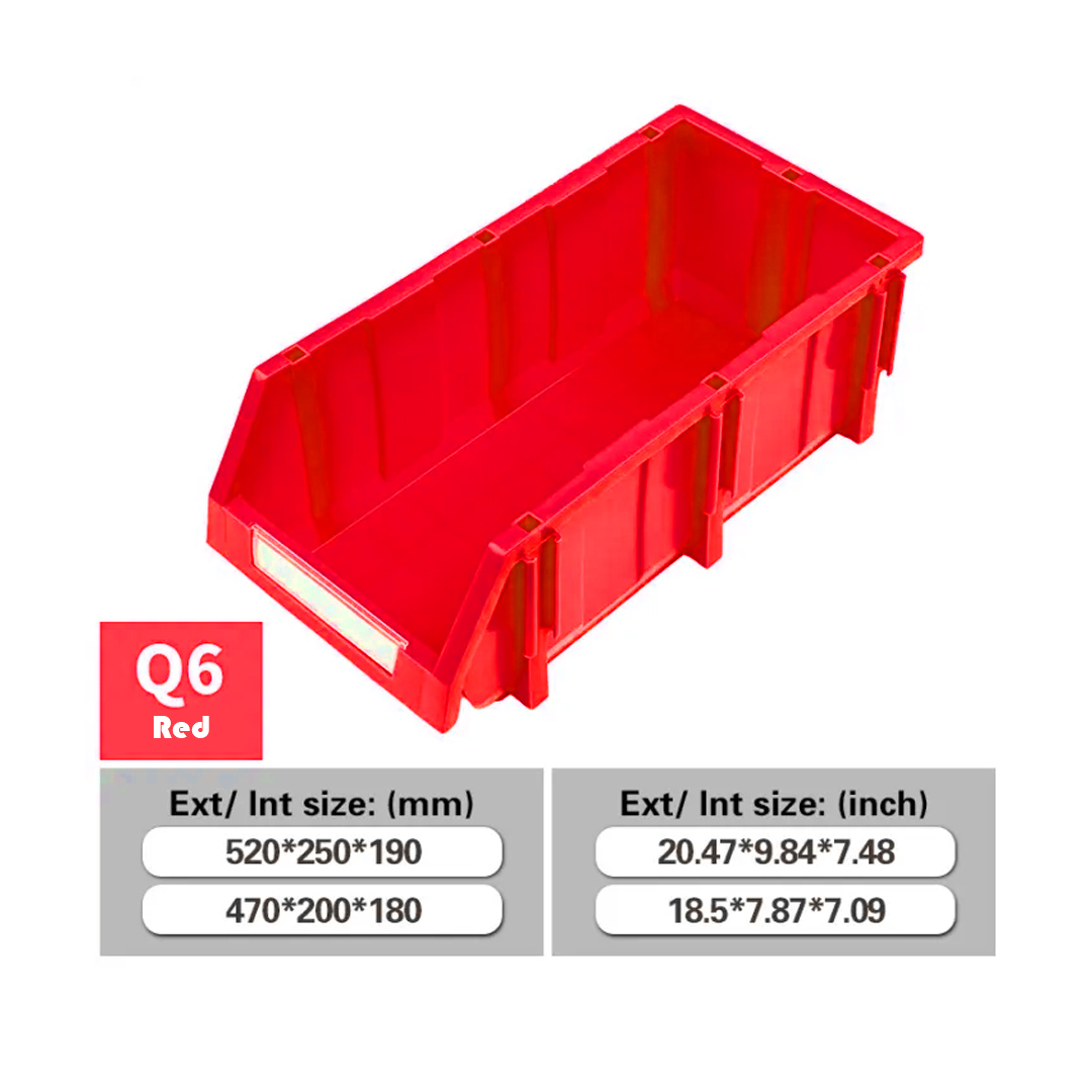 Parts Bin Q6 (Ext : 520x250x190mm / Int : 470x200x180mm) Red