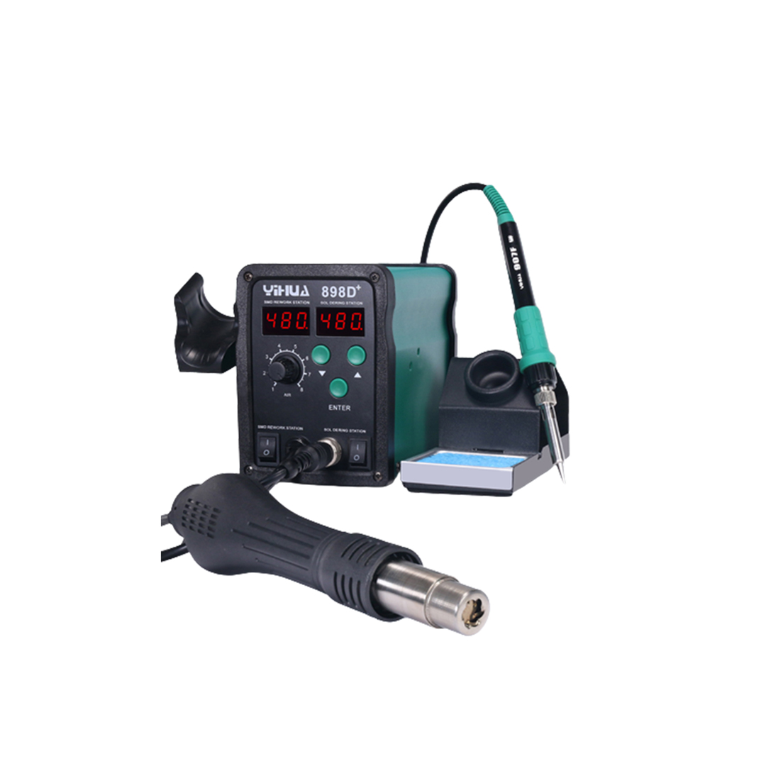 YIHUA 898D+,Hot Air Gun & Soldering Iron 2 in 1,750W(650W/60W),LED Digital Display