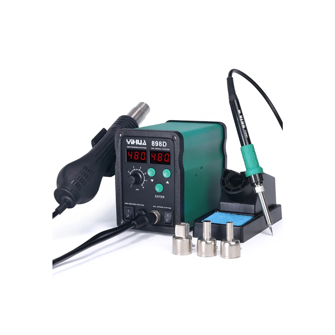 YIHUA 898D,Hot Air Gun & Soldering Iron 2 in 1,700W(650W/45W),LED Digital Display