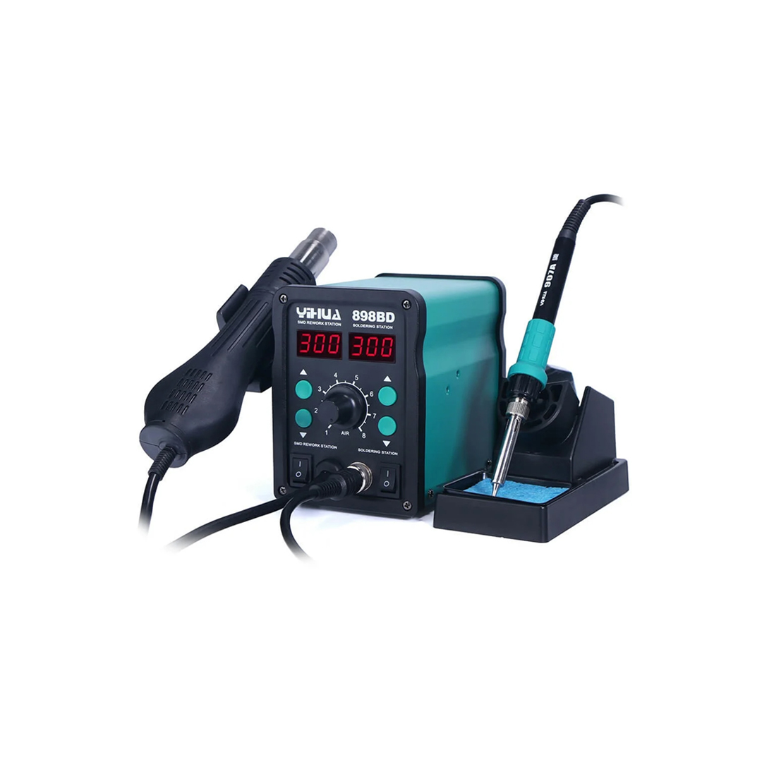 YIHUA 898BD,Hot Air Gun & Soldering Iron 2 in 1,750W(650W/60W),LED Digital Display