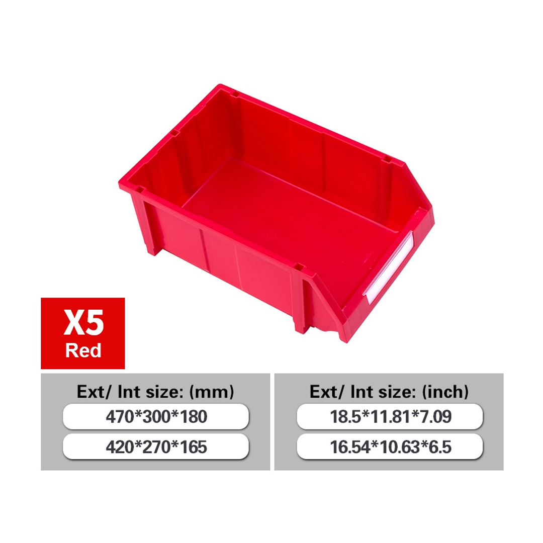 Parts Bin X5 (Ext : 470x300x180mm / Int : 420x270x165mm) Red