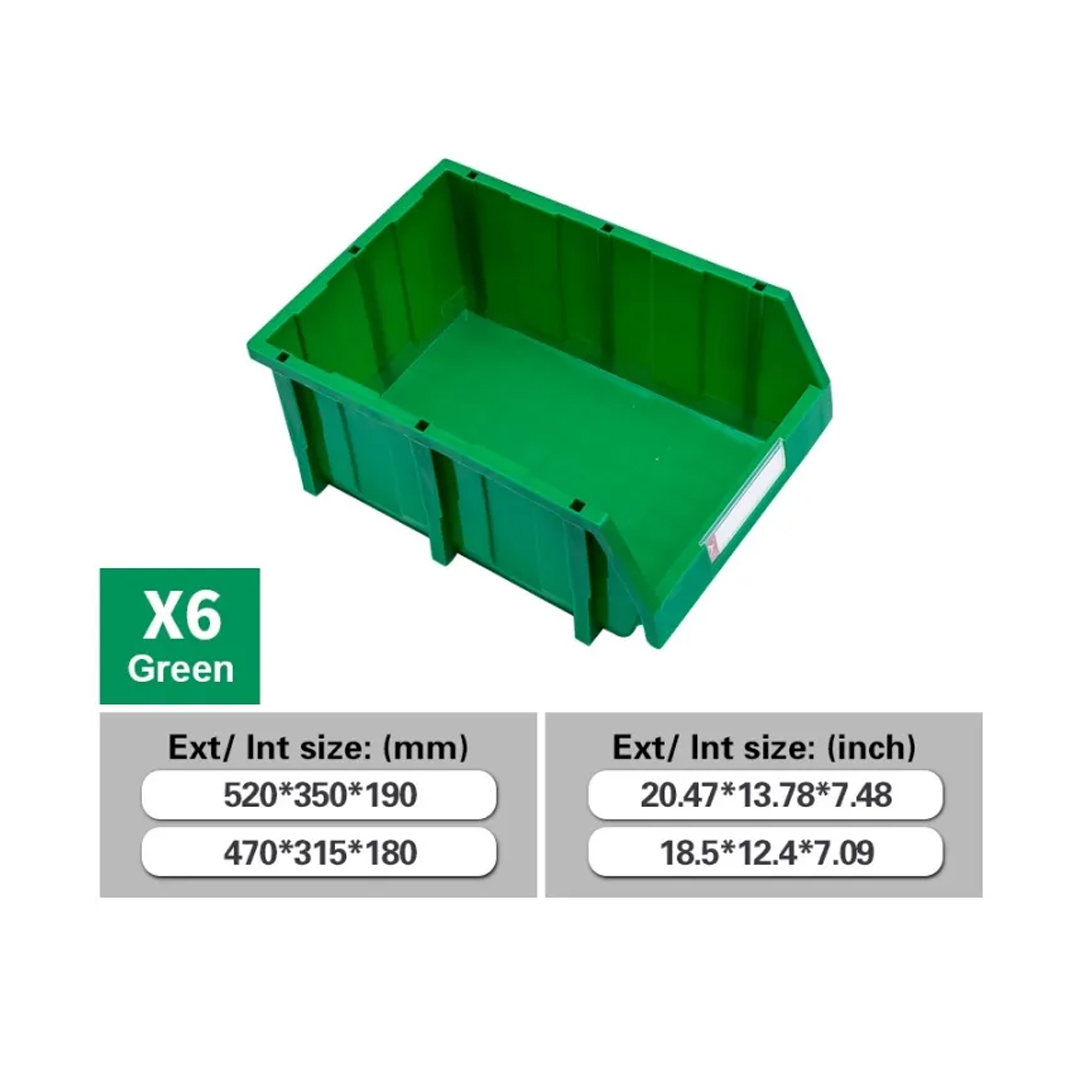 Parts Bin X6 (Ext : 520x350x180mm / Int :470x315x180mm) Green