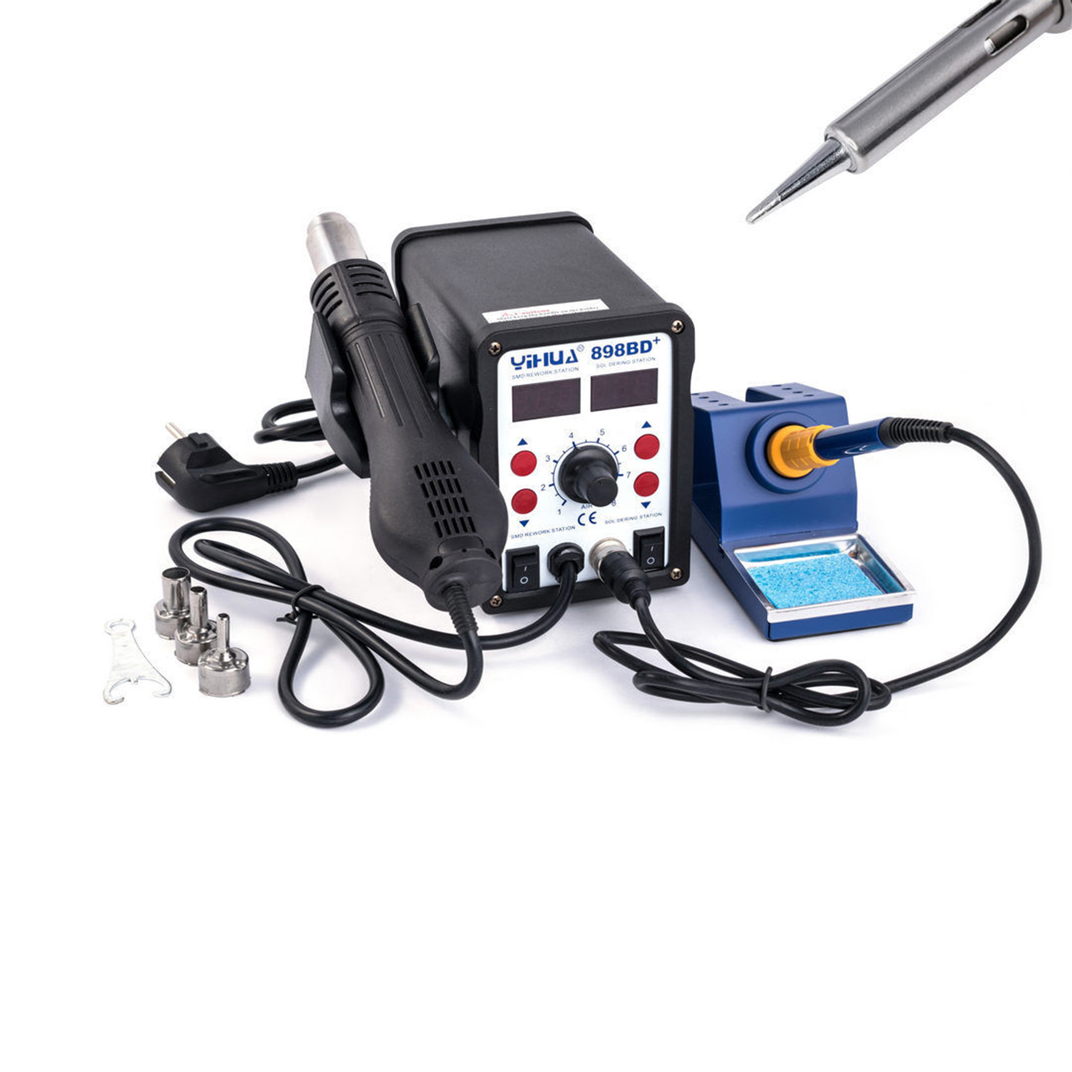 YIHUA 898BD+,Hot Air Gun & Soldering Iron 2 in 1,750W(650W/60W),LED Digital Display