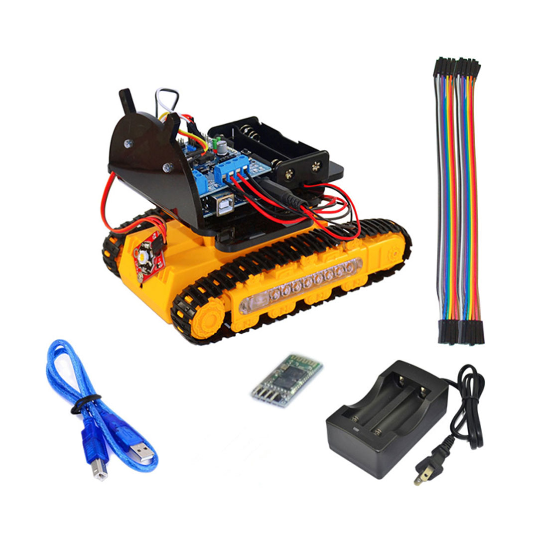 Complete Arduino Kit control Bluetooth caterpillar car kit  for Arduino 